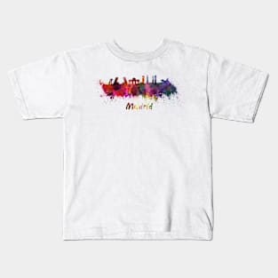 Madrid skyline in watercolor Kids T-Shirt